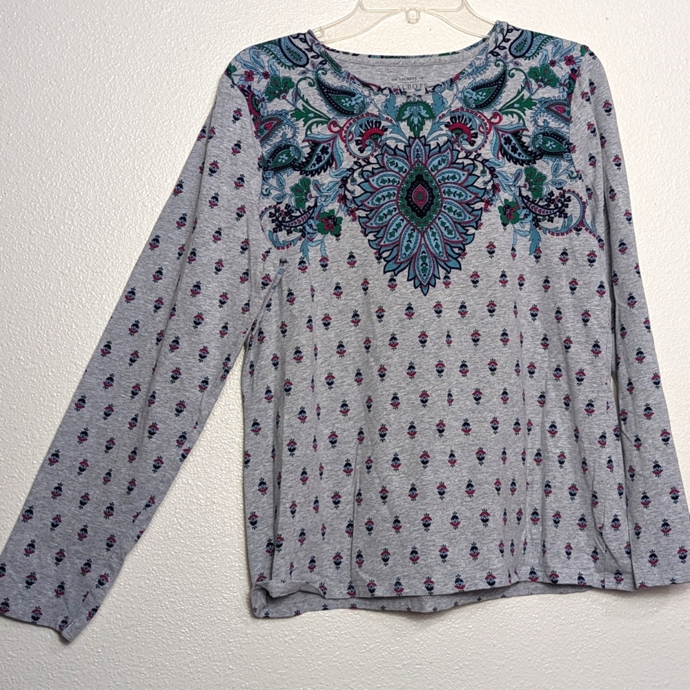TALBOTS Tee Large Long Sleeves Casual Multicolored